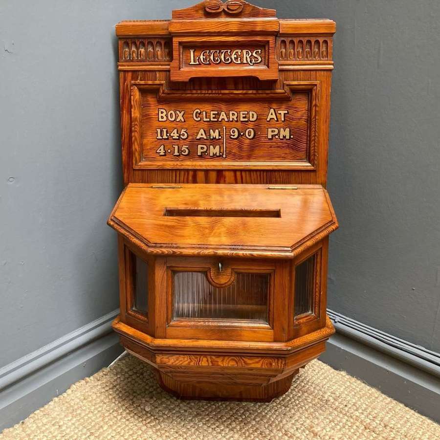 Antique pitch pine collection letter box